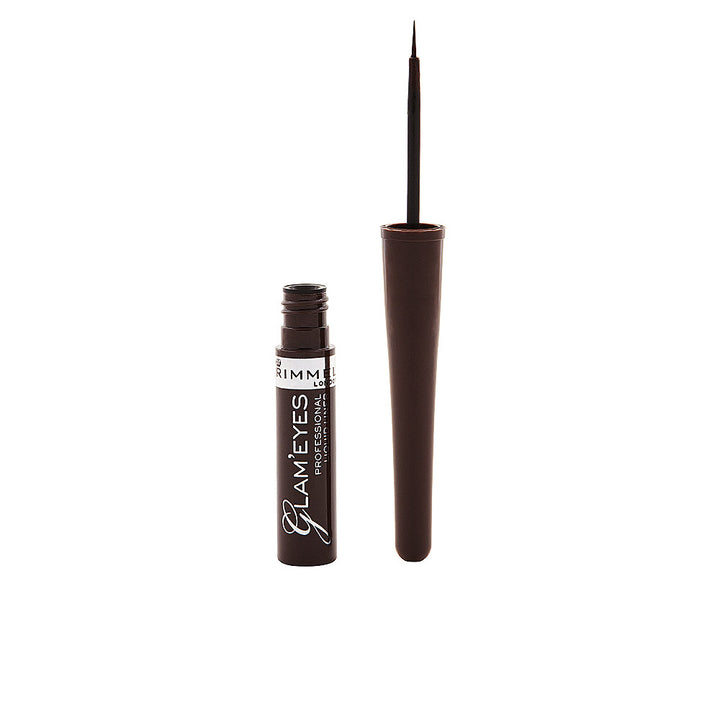 Slim brown liquid eyeliner pen with fine brush tip, 9 g packaging