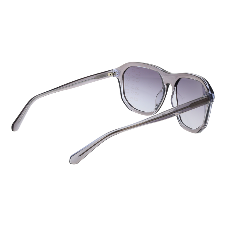 Transparent gray oversized sunglasses in plastic frame with gradient lenses, casual style for Women