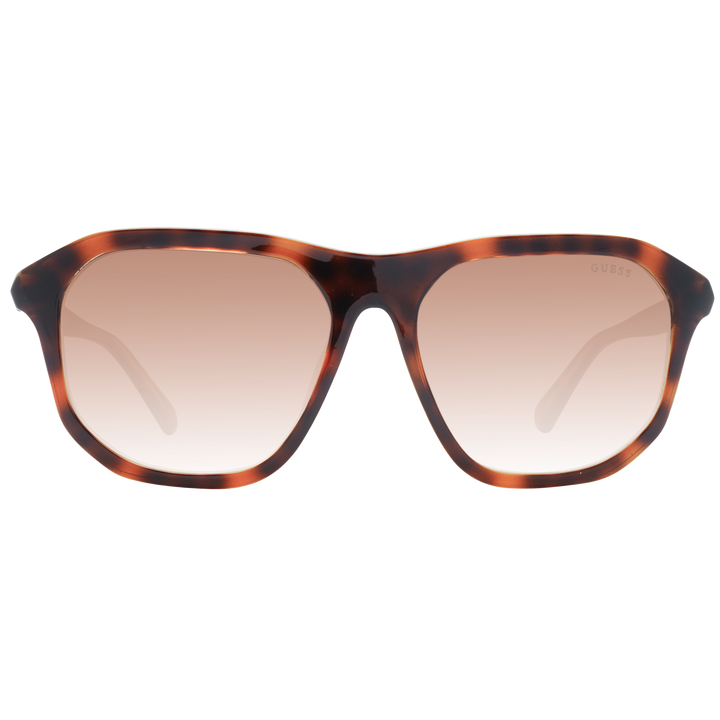 Unisex tortoise shell square sunglasses in plastic frame with gradient lenses on white background