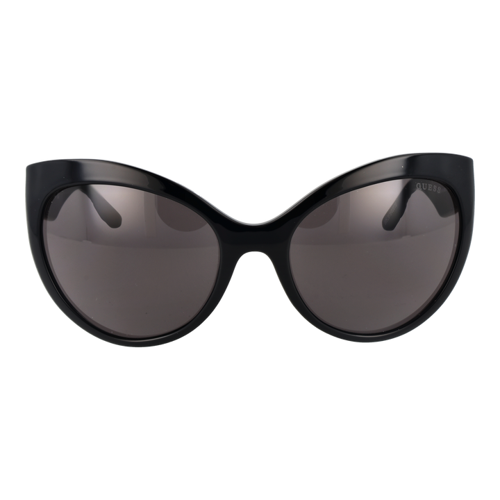 Black cat-eye sunglasses in plastic frame with embossed temples and tinted lenses for Women