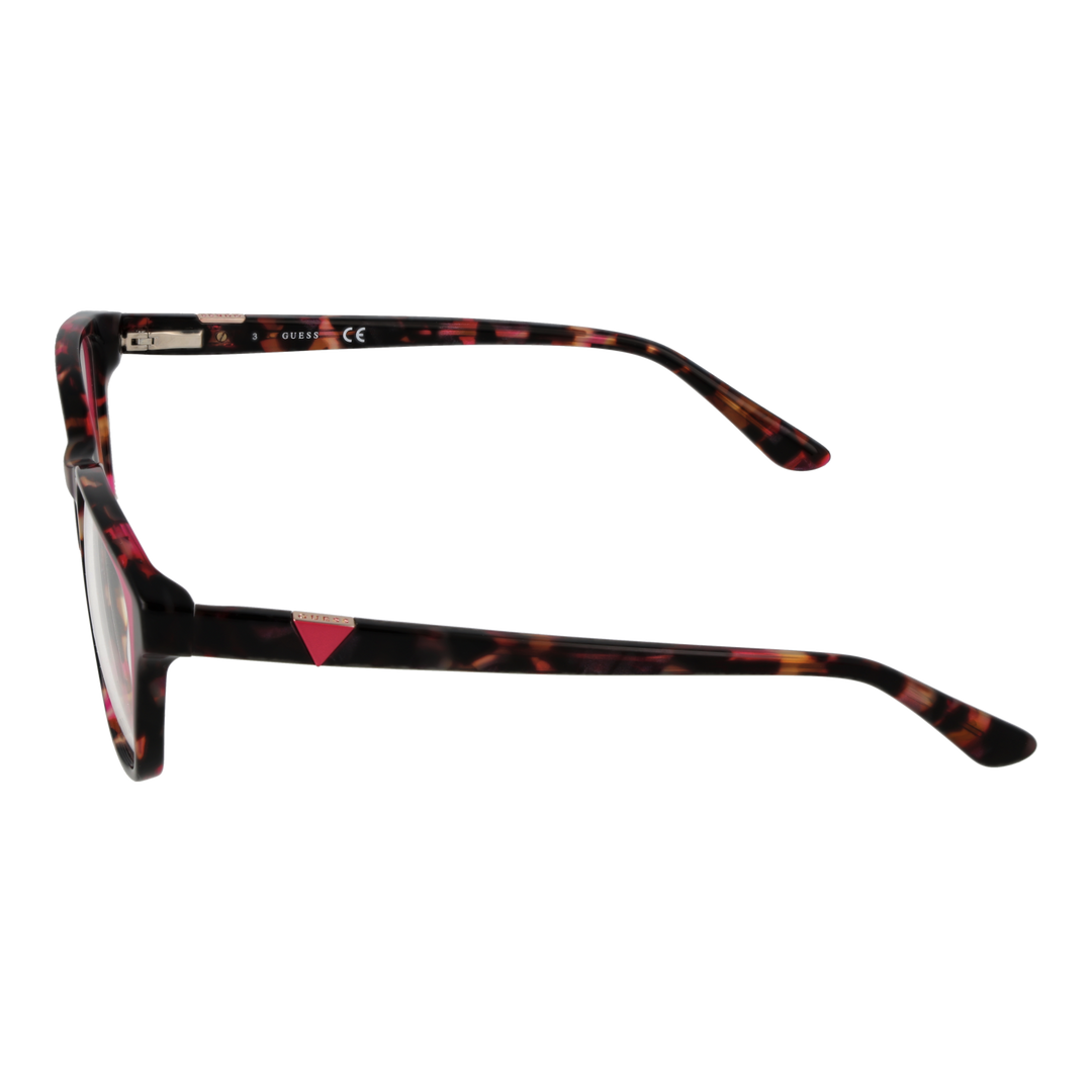 Tortoise shell rectangular eyeglasses for Women in plastic full-rim with pink temple accents and triangle detail