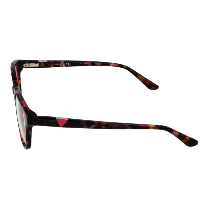 Tortoise shell rectangular eyeglasses for Women in plastic full-rim with pink temple accents and triangle detail