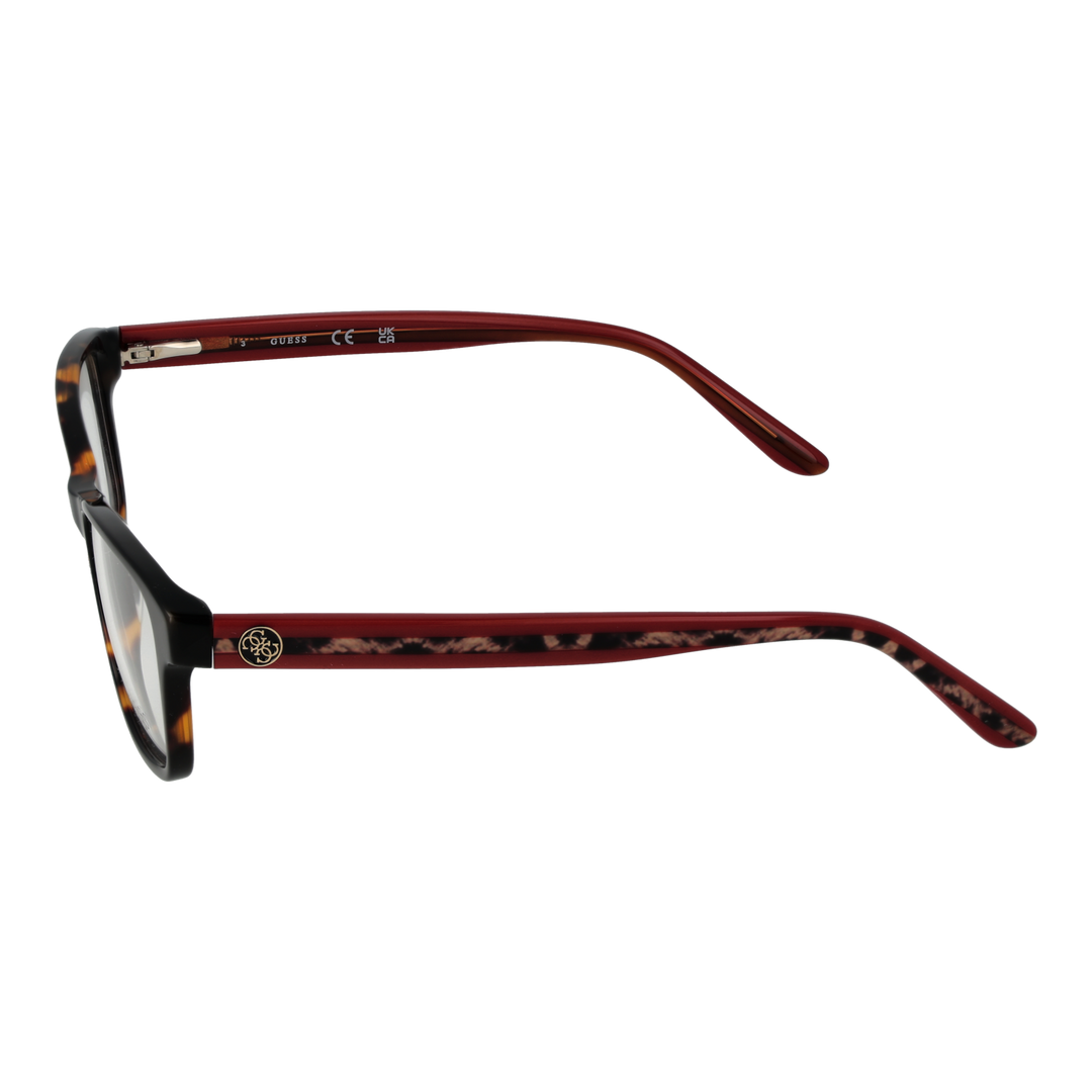 Black, tortoise and red two-tone rectangular eyeglasses for Women with logo temples, plastic full-rim frame