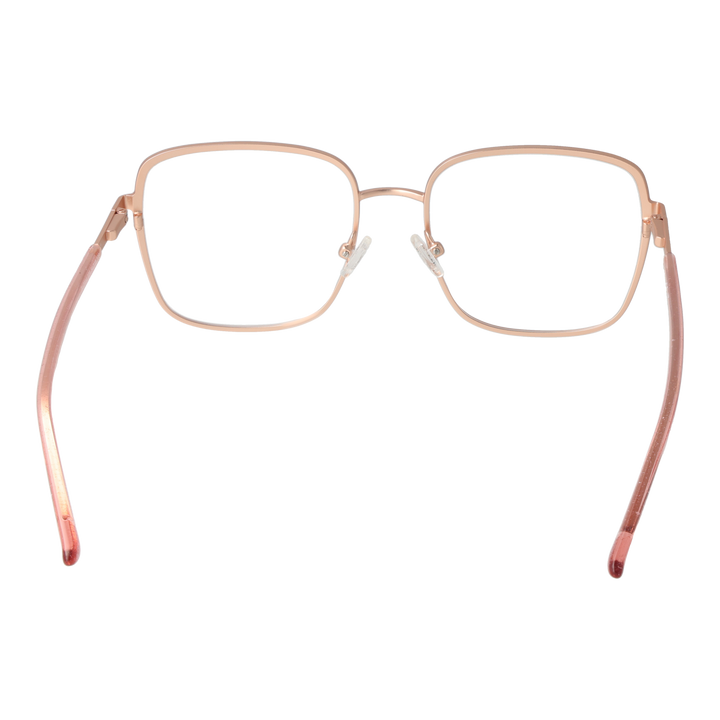 Rose gold thin metal square eyeglasses for Women with adjustable nose pads and slim temples
