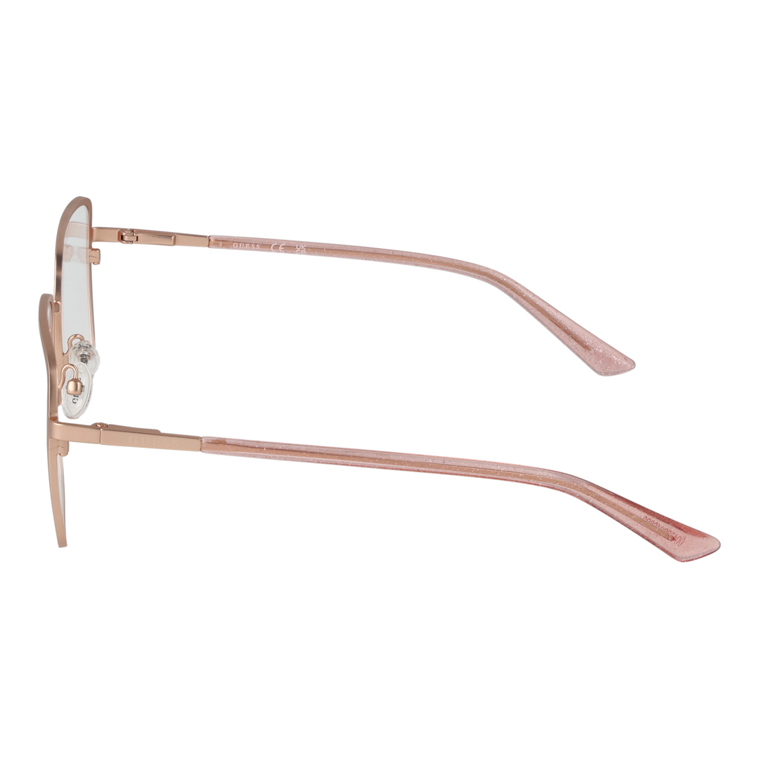 Rose gold thin metal square eyeglasses for Women with adjustable nose pads and slim temples