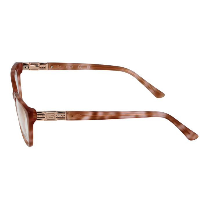 Brown full-rim rectangular eyeglasses with metal G-logo hinge and plastic frame for Women