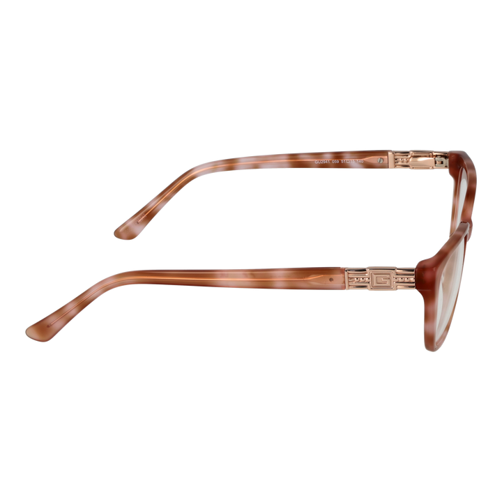 Brown full-rim rectangular eyeglasses with metal G-logo hinge and plastic frame for Women