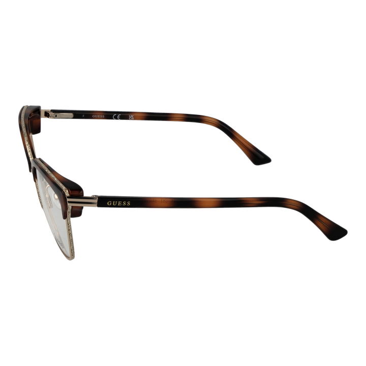 Tortoiseshell cat-eye eyeglasses for Women in brown and gold metal-plastic frame, angled view
