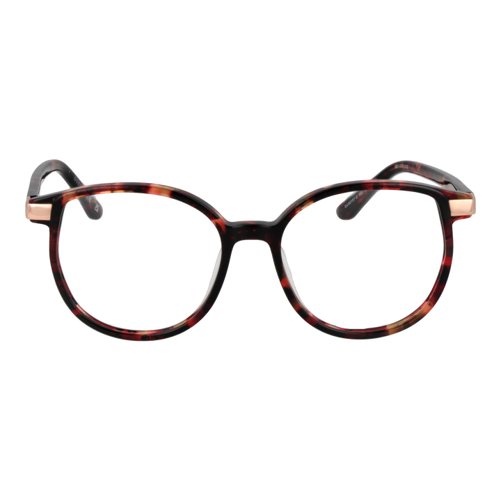 Tortoise shell round eyeglasses for Women, plastic frame with metal temple accents in brown and amber tones