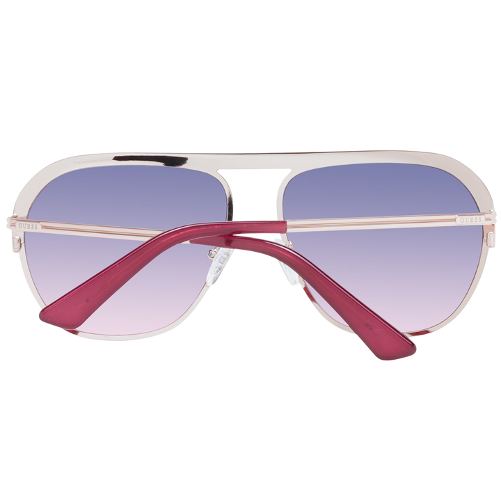 Pink metal aviator sunglasses with gradient blue-purple lenses and pink temple tips, double bridge visible