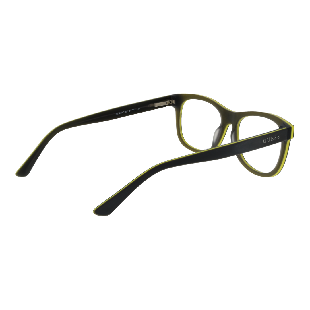 Black full-rim rectangular eyeglasses with yellow temple accents and branded logo, Unisex modern plastic frame