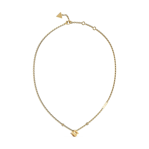 Gold-tone pendant necklace on adjustable chain featuring a minimalist letter charm on a white background