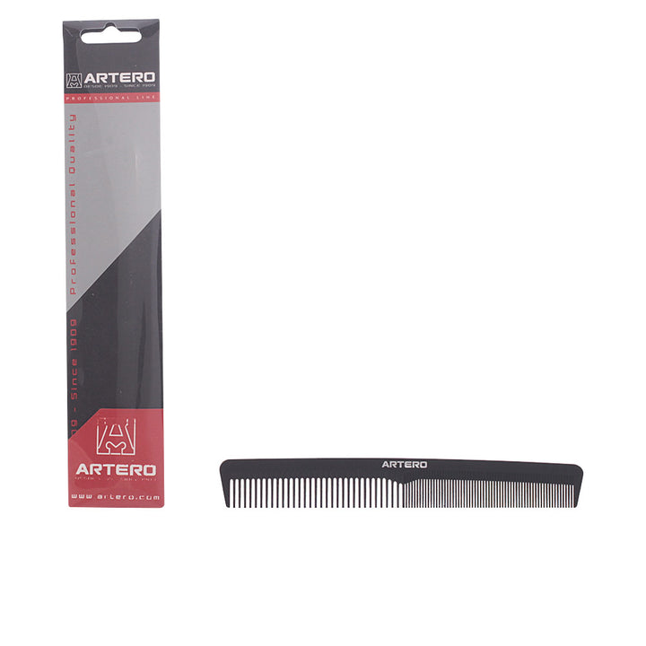 179 mm black carbon comb with fine teeth and rounded tips, Unisex