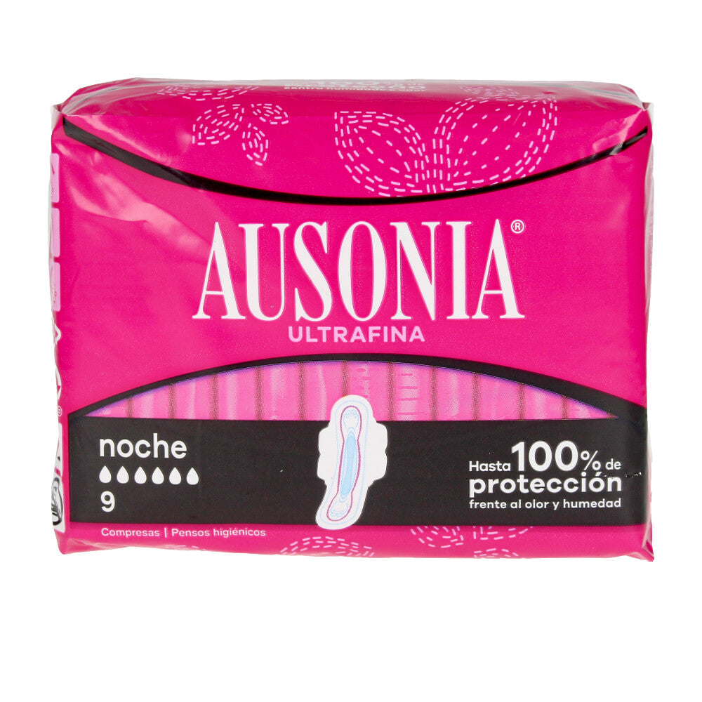 Pack of nine thin overnight winged sanitary pads, 31.7 cm, odour‑neutralising
