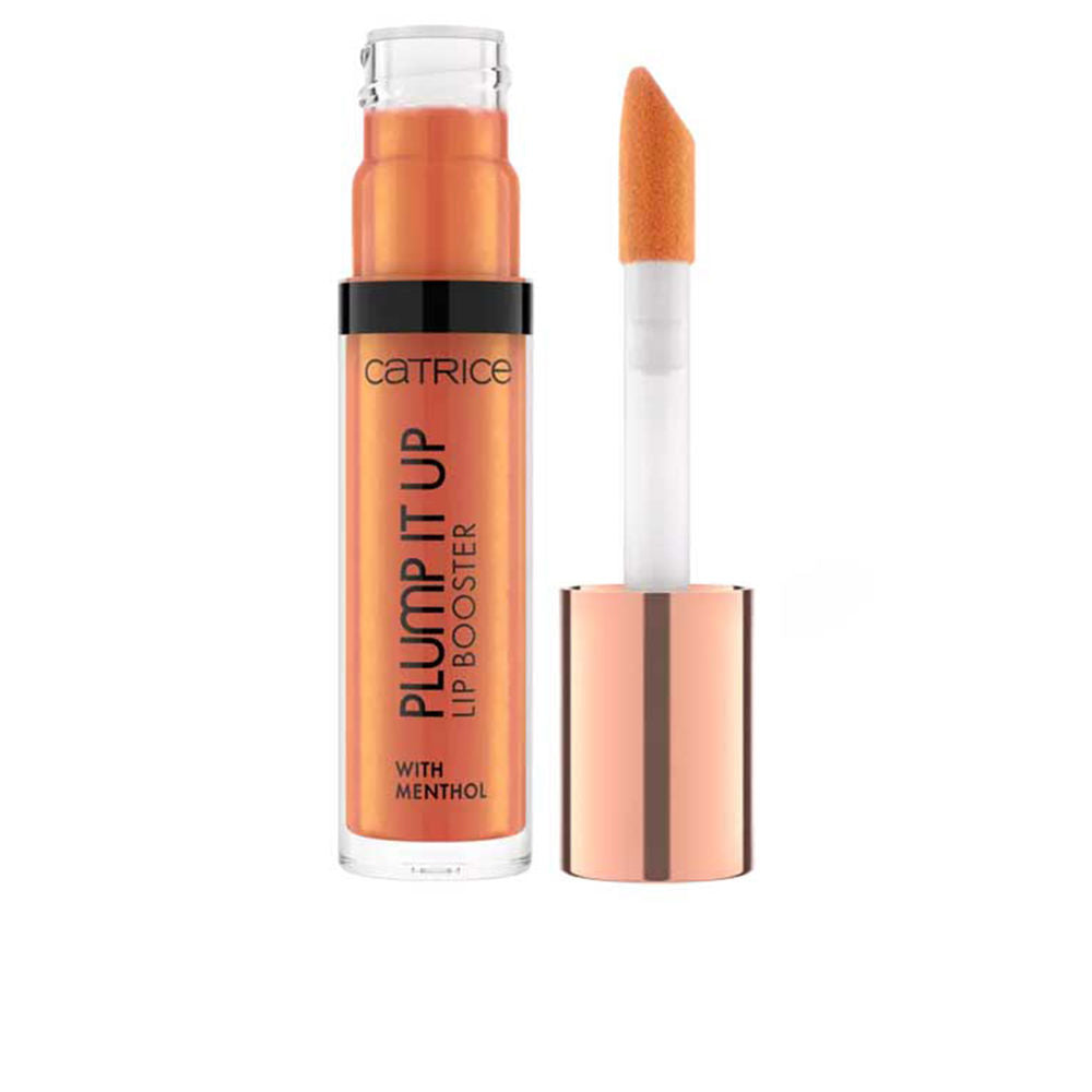 Small transparent lip booster tube, brown tinted gloss with applicator, 3.5 ml