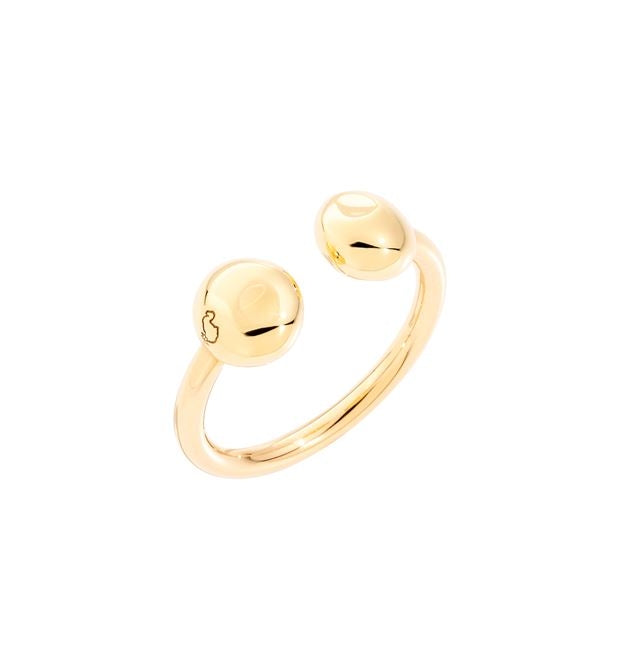 Unisex polished gold open band ring with a smooth, open-ended minimalist design on neutral background.