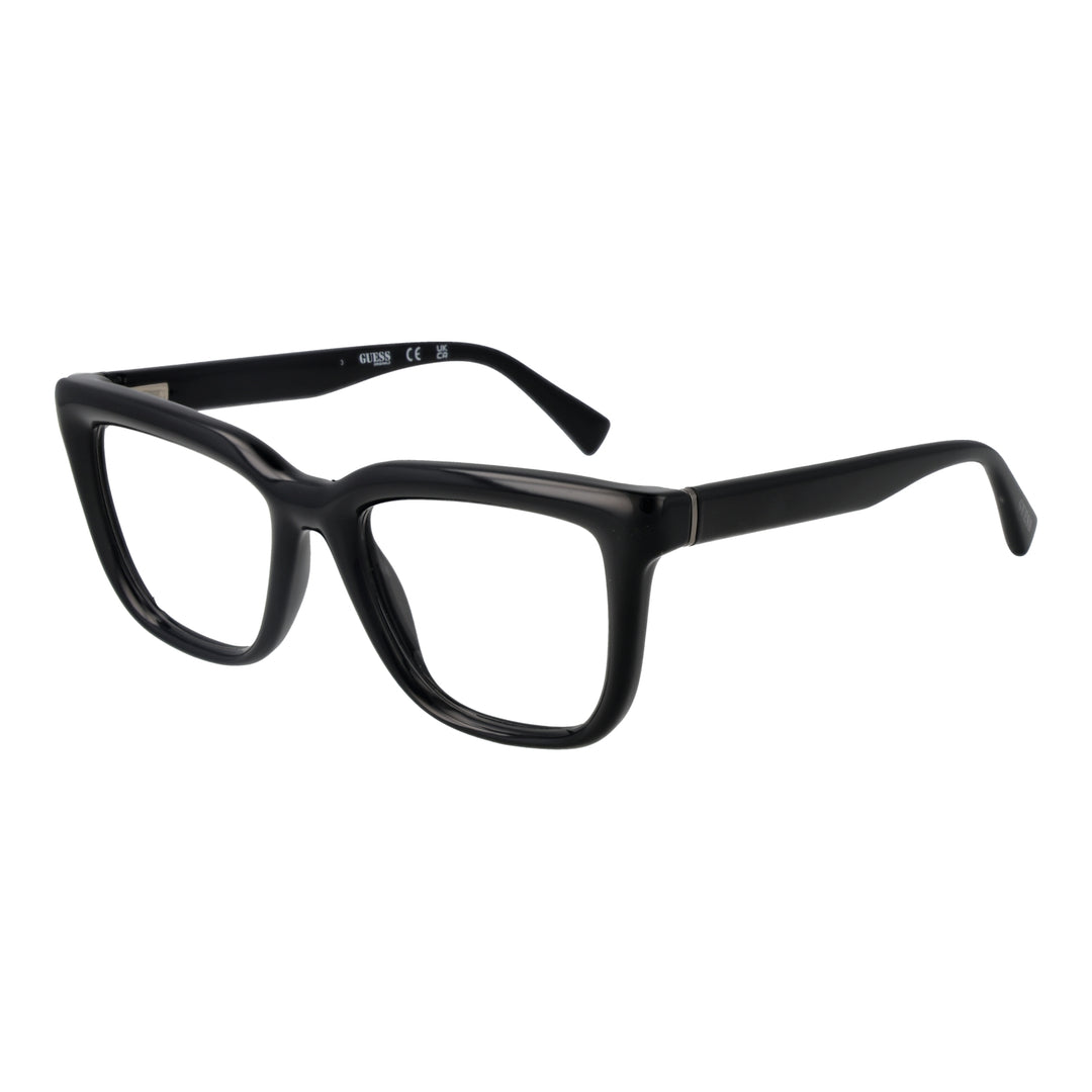 Unisex black plastic full-rim eyeglasses with thick rectangular lenses and modern silhouette