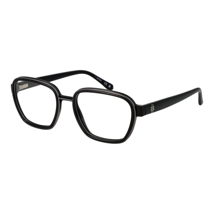 Matte black full-rim rectangular eyeglasses in plastic with clear lenses, modern thick frame, Unisex