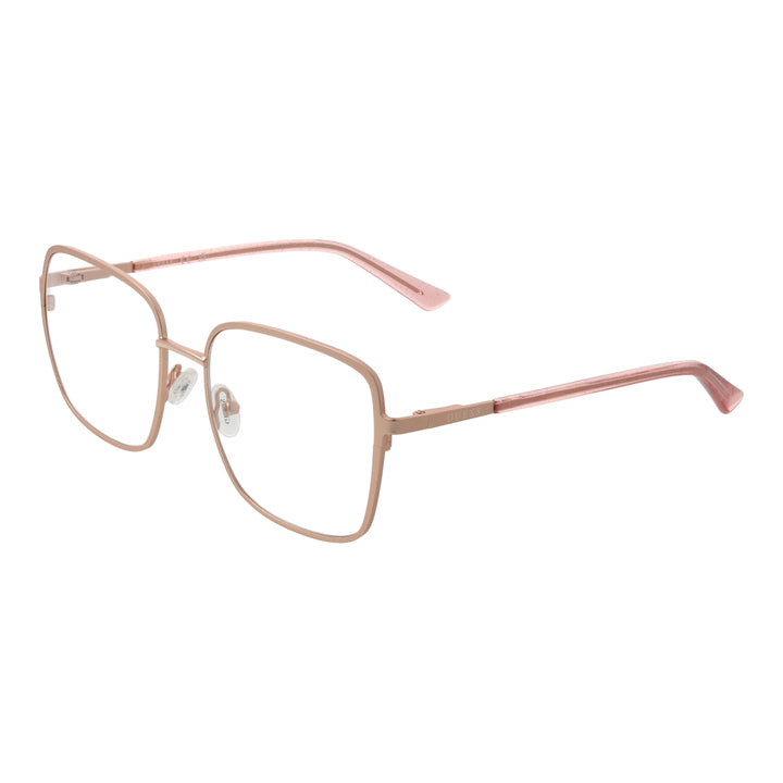 Rose gold thin metal square eyeglasses for Women with adjustable nose pads and slim temples