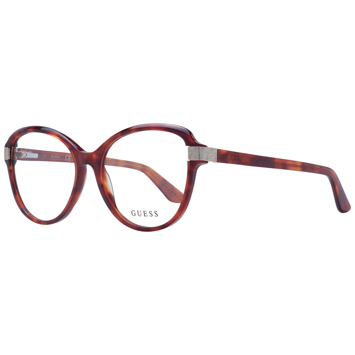Tortoise brown round eyeglasses for Women with plastic frame and metallic decorative hinge