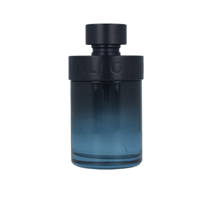 Cylindrical glass perfume bottle, 75 ml, amber liquid, citrus-spice label
