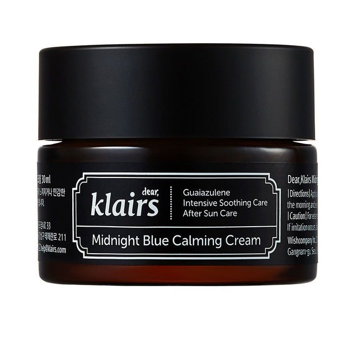 60 ml blue jar of rich night cream for calming and repair, peptides and botanical extracts