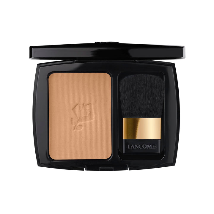 Compact pan of rose-toned powder blush, satin finish, 5.1 g