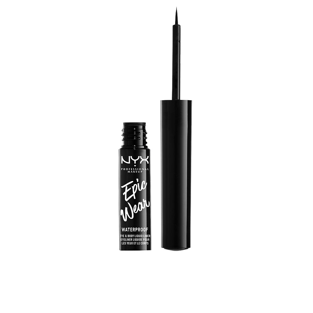 Slim black liquid eyeliner pen with fine brush tip, waterproof, Unisex
