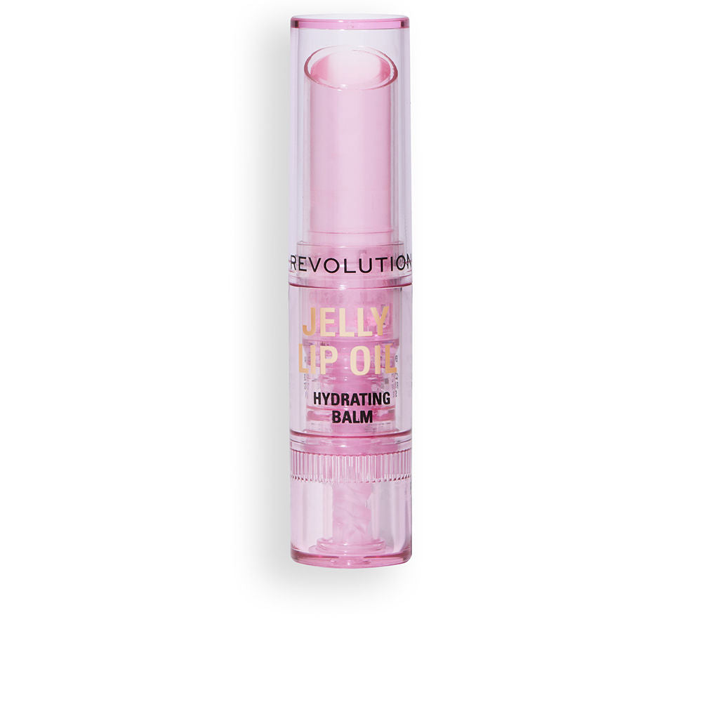 Slim peach-toned jelly lip oil balm in 2.4 g stick, glossy finish